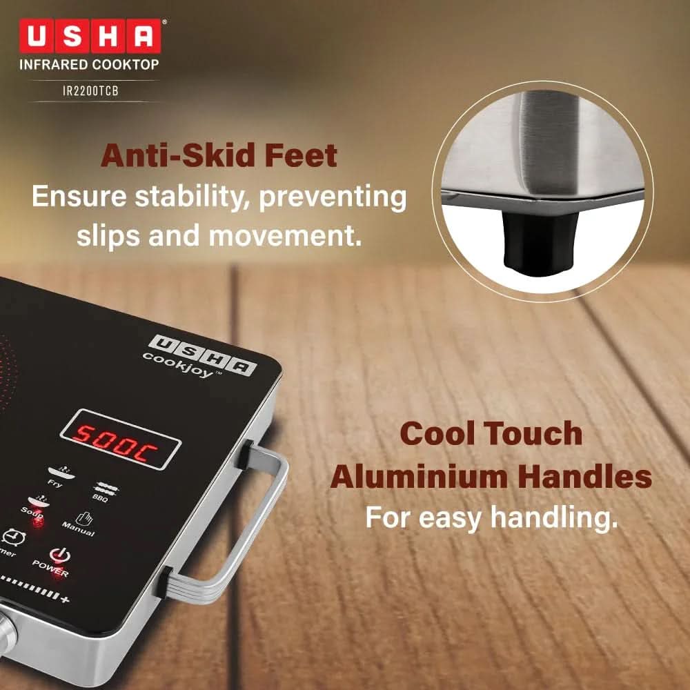 USHA IR2200TCB Infrared Cooktop with Grill 2200W