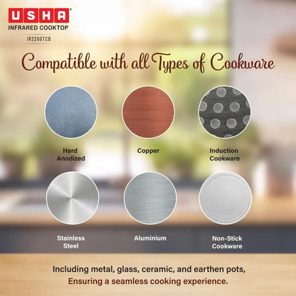 USHA IR2200TCB Infrared Cooktop with Grill 2200W