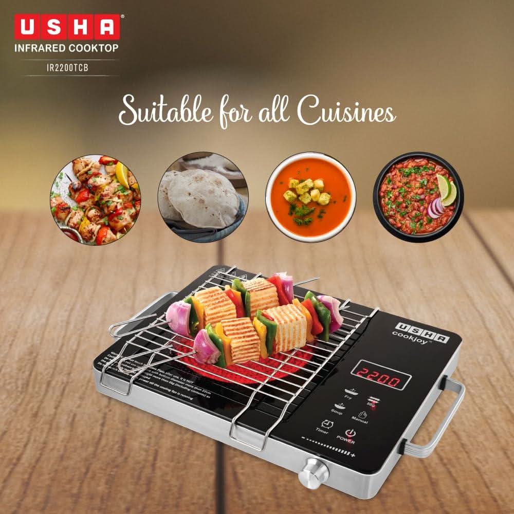 USHA IR2200TCB Infrared Cooktop with Grill 2200W