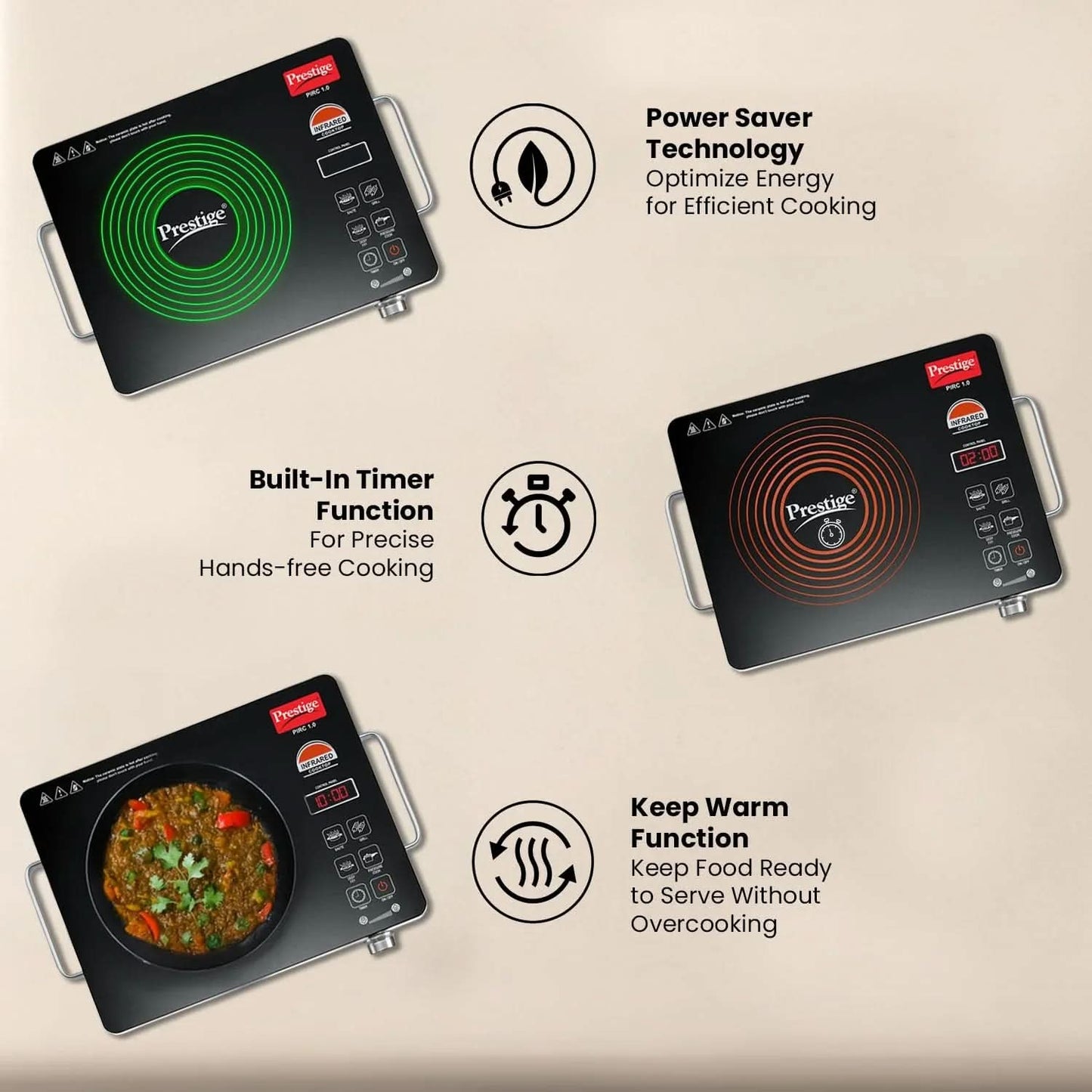 Prestige PIRC 1.0 2200W Infrared Cooktop