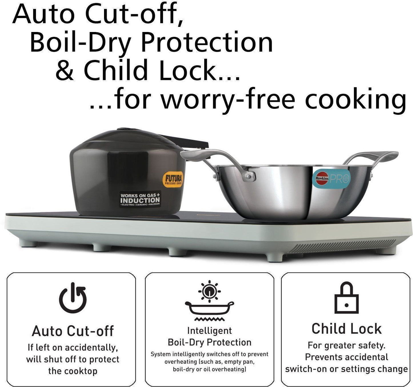 Hawkins Futura Dual Hob Induction Cooktop, 3600W